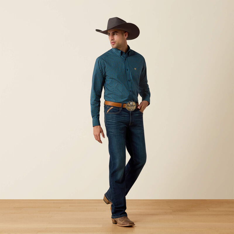 Men's Ariat Lovato Classic Fit Shirt-Majolica Blue Geo Print