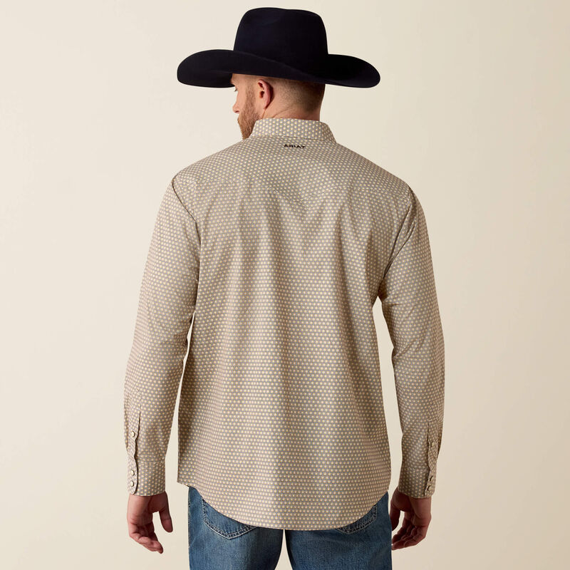 Men's Ariat Pilar Classic Fit Snap Shirt-White Geo Print