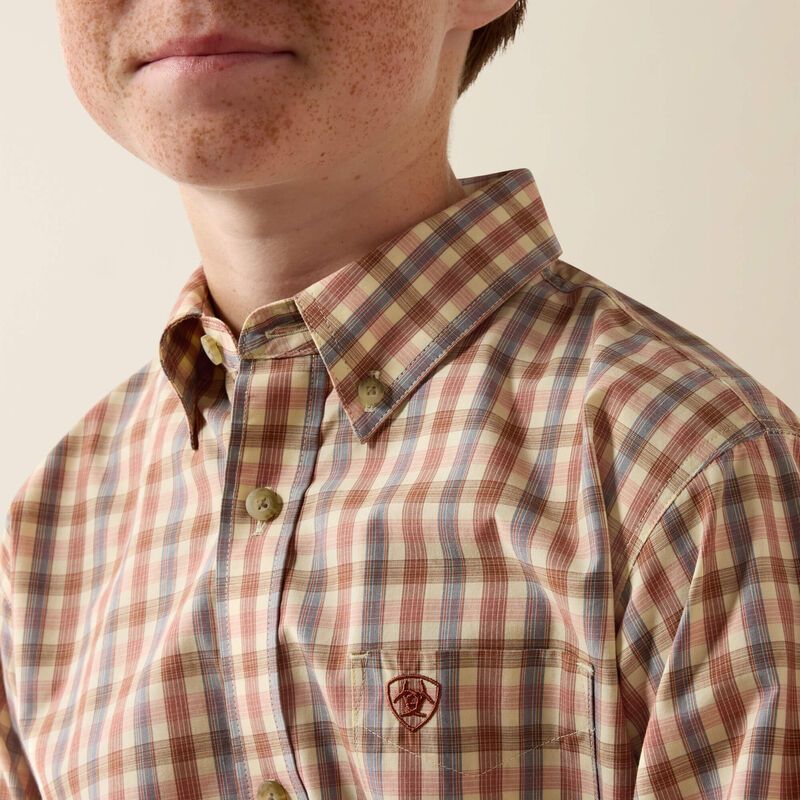 Boy's Ariat Pro Series Dave Classic Fit Shirt-Vanilla Custard Multi Small Plaid