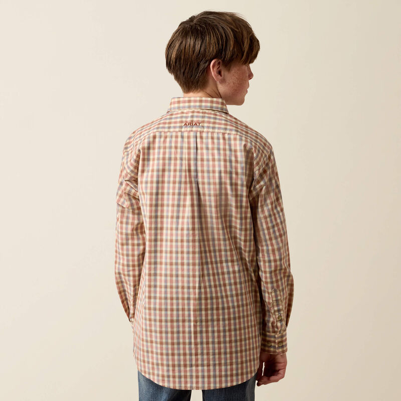 Boy's Ariat Pro Series Dave Classic Fit Shirt-Vanilla Custard Multi Small Plaid