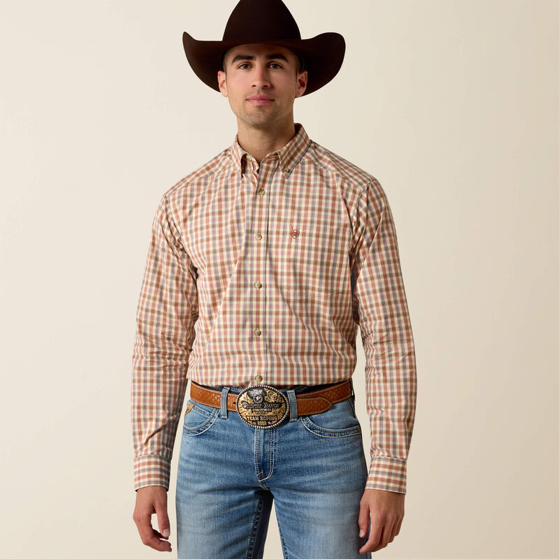 Men's Ariat Pro Series Dave Classic Fit Shirt-Vanilla Custard Multi Small Plaid