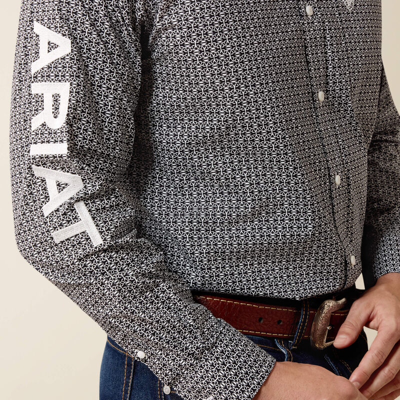 Men's Ariat Team Dawson Classic Fit Shirt-Black Abstract Print/White