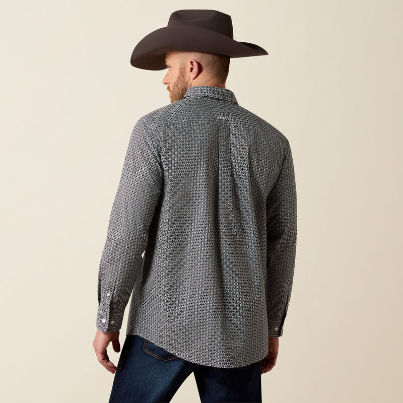 Men's Ariat Team Dawson Classic Fit Shirt-Black Abstract Print/White