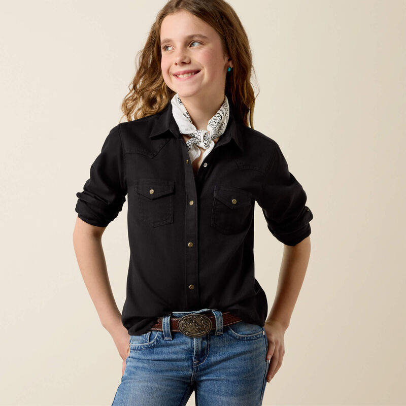 Ariat Girl's Valentina Western Snap Shirt-Black
