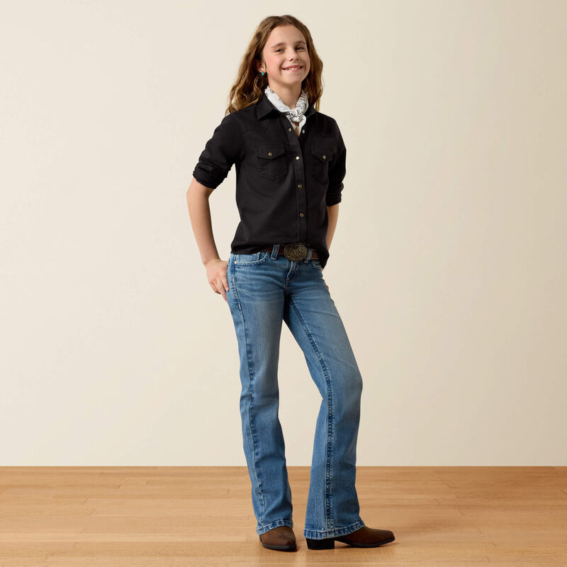 Ariat Girl's Valentina Western Snap Shirt-Black