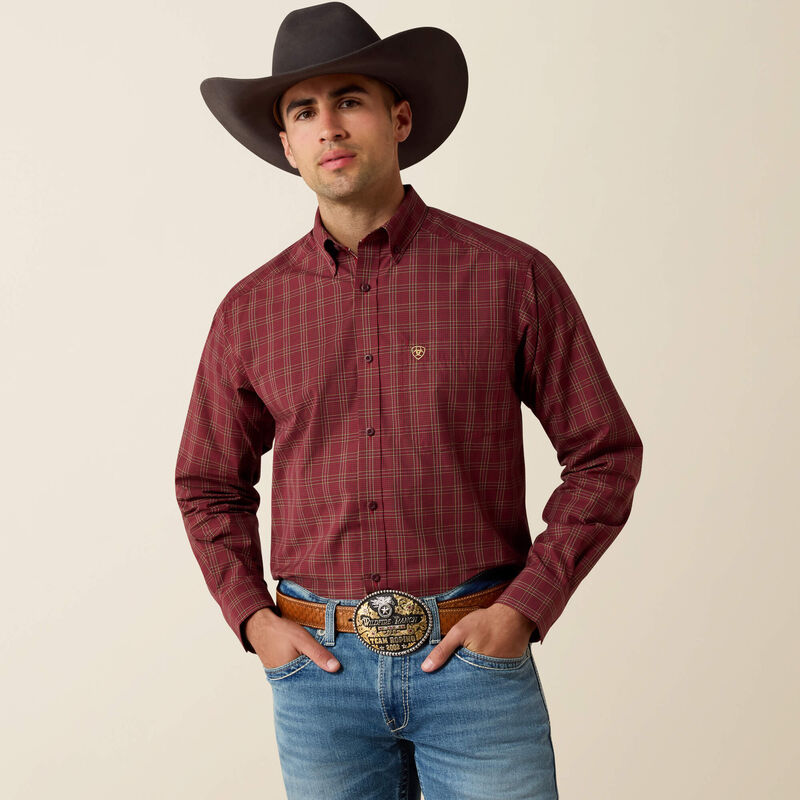 Men's Ariat Pro Series Dempsey Classic Fit Shirt-Biking Red Medium Plaid