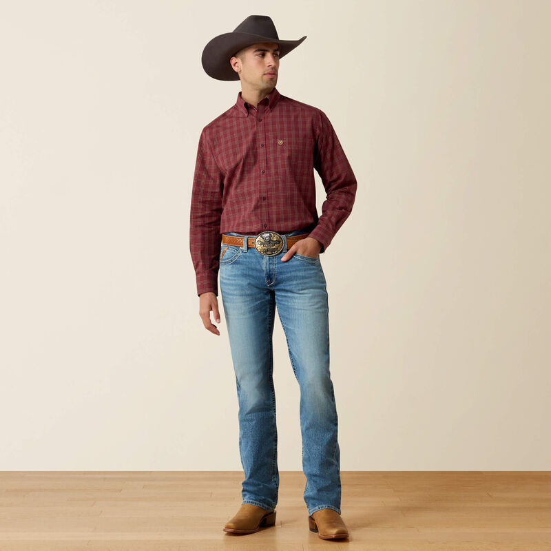 Men's Ariat Pro Series Dempsey Classic Fit Shirt-Biking Red Medium Plaid