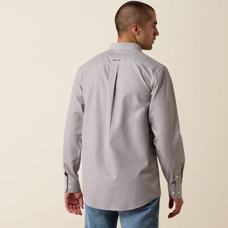 Men's Ariat Wrinkle Free Randolph Fitted Shirt-Coffe Bean Mini Stripe
