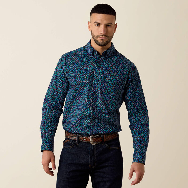 Men's Ariat Nagel Classic Fit Shirt-Brillant Blue Geo Print