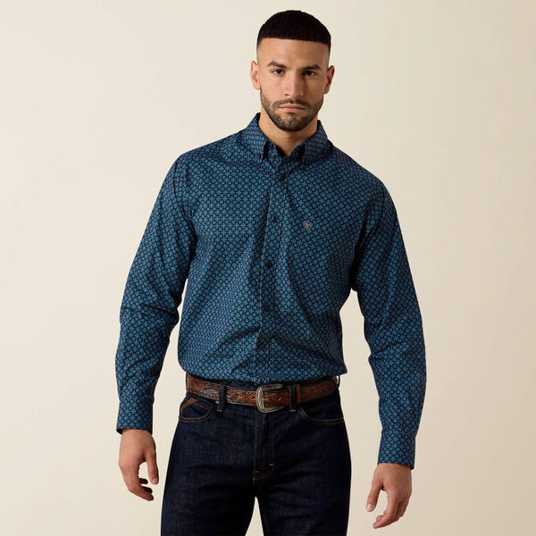 Men's Ariat Nagel Classic Fit Shirt-Brillant Blue Geo Print