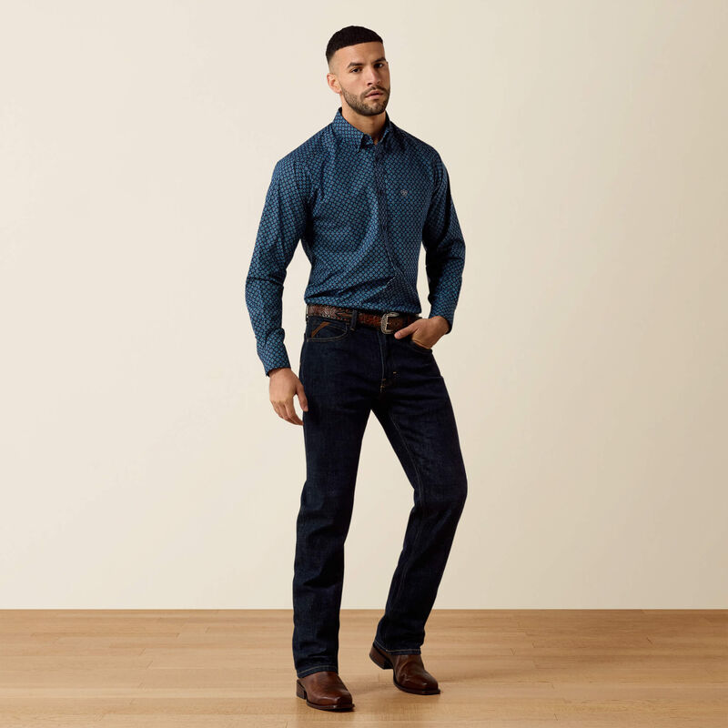Men's Ariat Nagel Classic Fit Shirt-Brillant Blue Geo Print