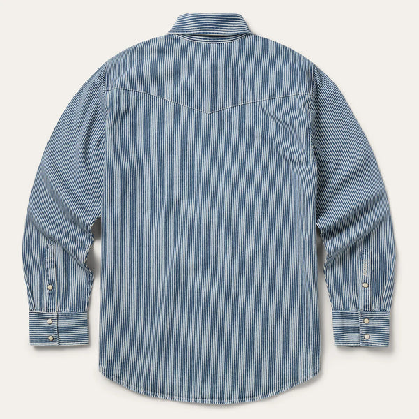 Men's Stetson Denim Stripe Western Shirt-Stonewash