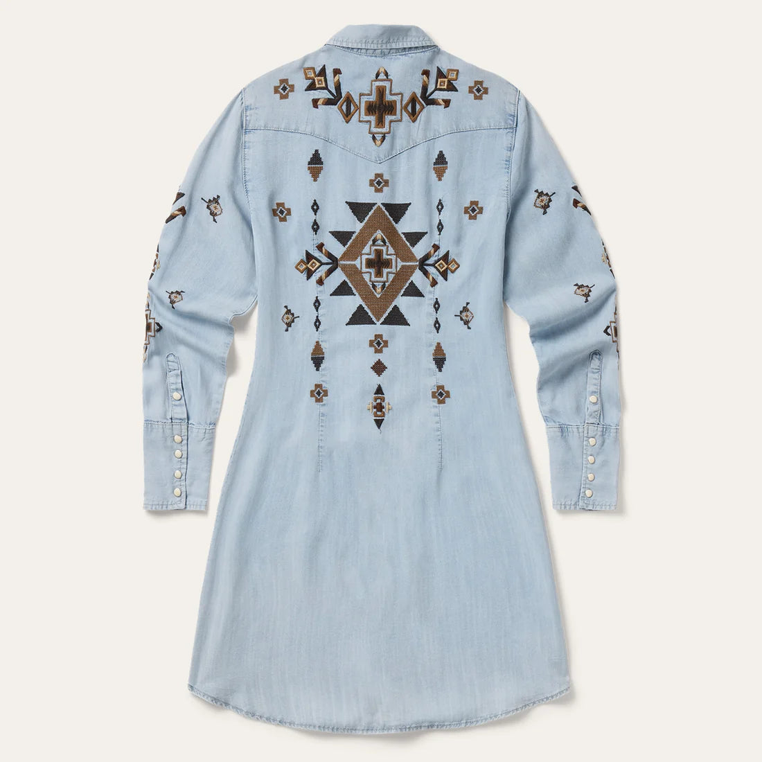 Women's Stetson Western Floral Embriodered Dress-Light Denim