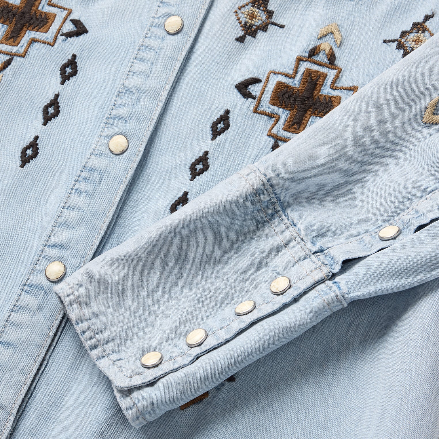 Women's Stetson Western Floral Embriodered Dress-Light Denim