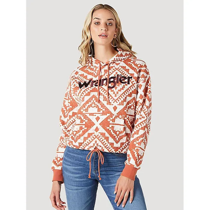 WOMEN'S WRANGLER BOLD LOGO CINCHED HOODIE IN GINGER SPICE