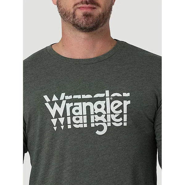 Men's Wrangler Long Sleeve Front Graphic T-Shirt in Black Forest Heather
