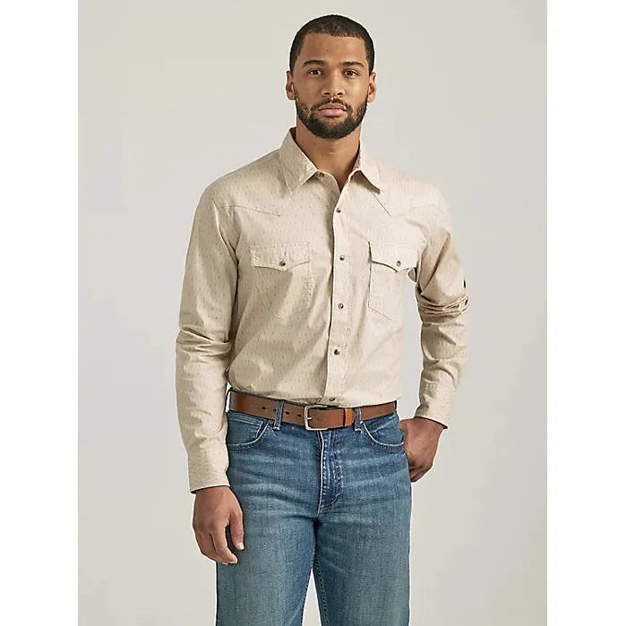 MEN'S 20X® COMPETITION ADVANCED COMFORT LONG SLEEVE TWO POCKET WESTERN SNAP SHIRT IN SANDY CHAIN