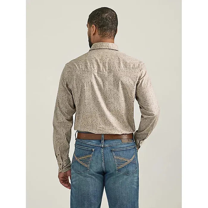 Men's Wrangler 20X® Competition Advanced Comfort Long Sleeve Western Snap Shirt-Sandy Paisley