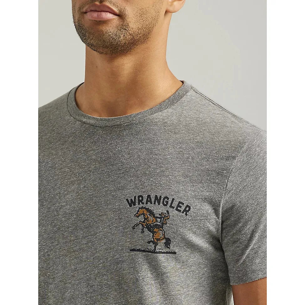 Men's Wrangler Bucking Cowboy Back Graphic T-Shirt in Graphite Heather