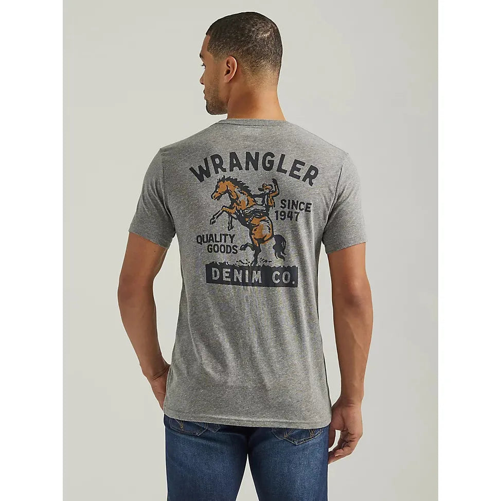 Men's Wrangler Bucking Cowboy Back Graphic T-Shirt in Graphite Heather