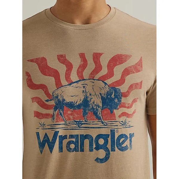 Men's Wrangler SHORT SLEEVE BISON GRAPHIC T-SHIRT IN TRENCHCOAT