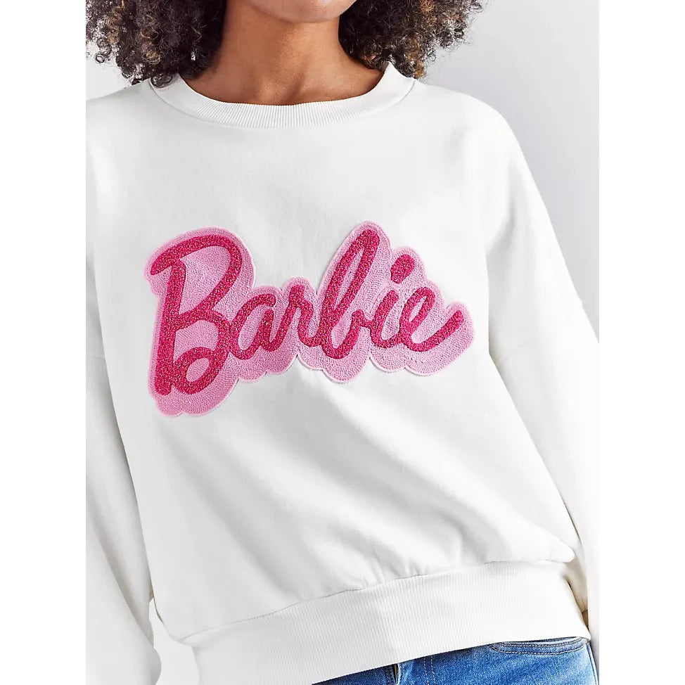 Women's Wrangler x Barbie™ Relaxed Logo Sweatshirt in Worn White