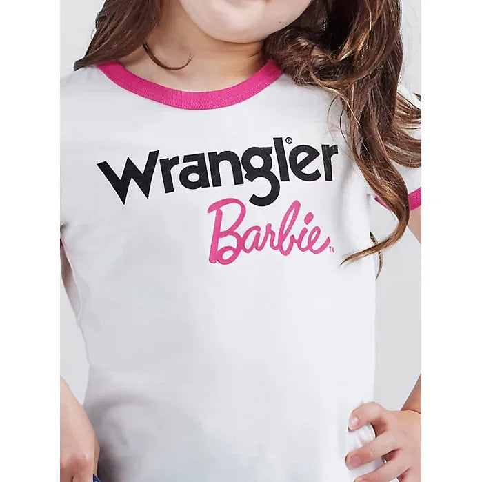 WRANGLER X BARBIE™ GIRL'S LOGO RINGER TEE IN SNOW WHITE