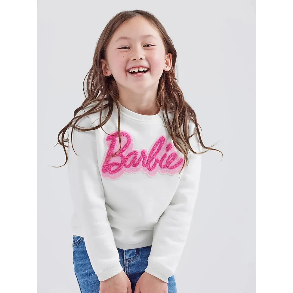 Wrangler x Barbie™ Girl's Logo Sweatshirt in Snow White