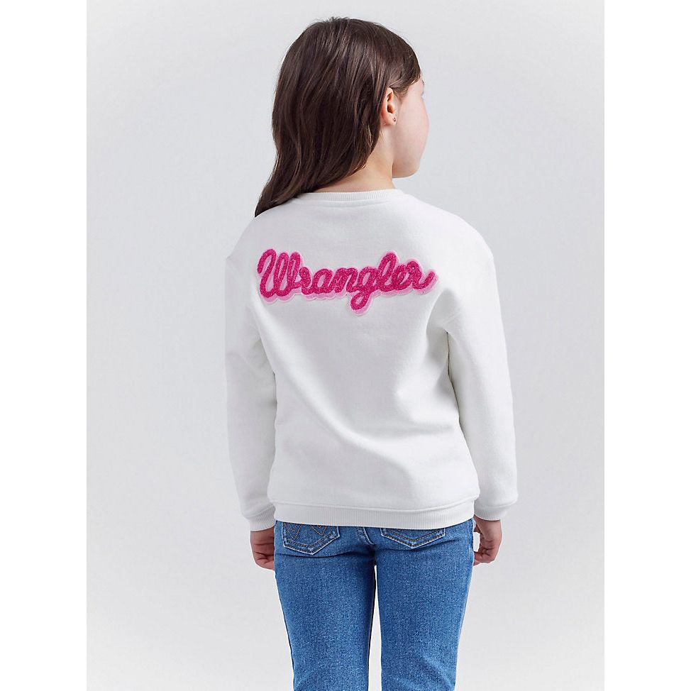 Wrangler x Barbie™ Girl's Logo Sweatshirt in Snow White