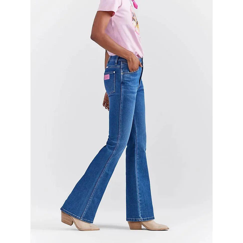 Women's Wrangler x Barbie™ Westward High Rise Bootcut Jean in Wrangler Blue
