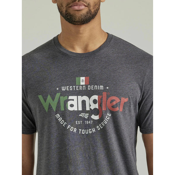MEN'S WRANGLER MEXICO FLAG LOGO T-SHIRT IN ASPHALT