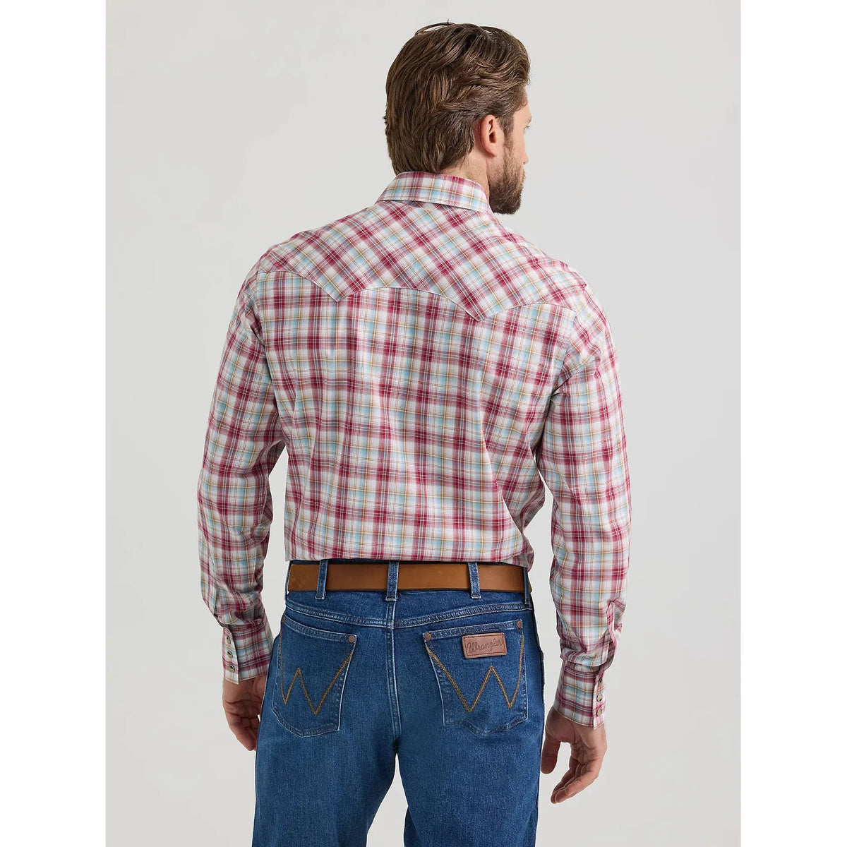 MEN'S WRANGLER RETRO® LONG SLEEVE WESTERN SNAP SOLID DOBBY SHIRT IN WHITE