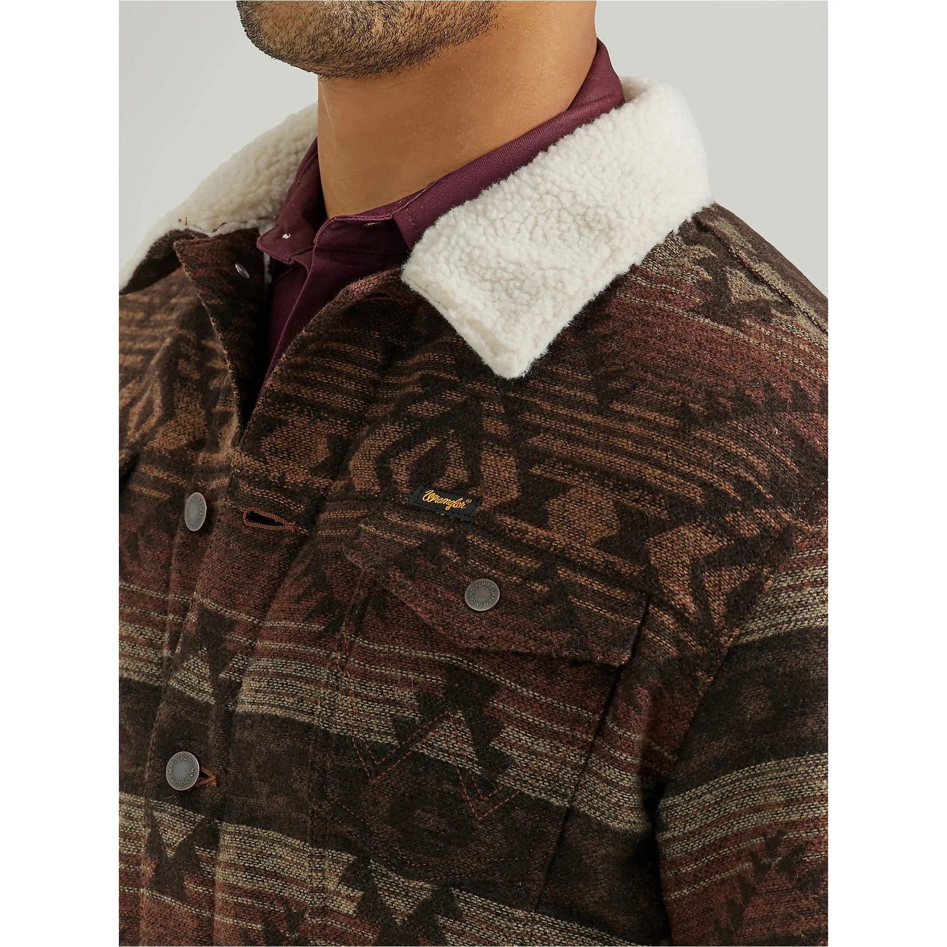 Men's Wrangler® Sherpa Lined Jacquard Print Jacket-Canyon Vibe