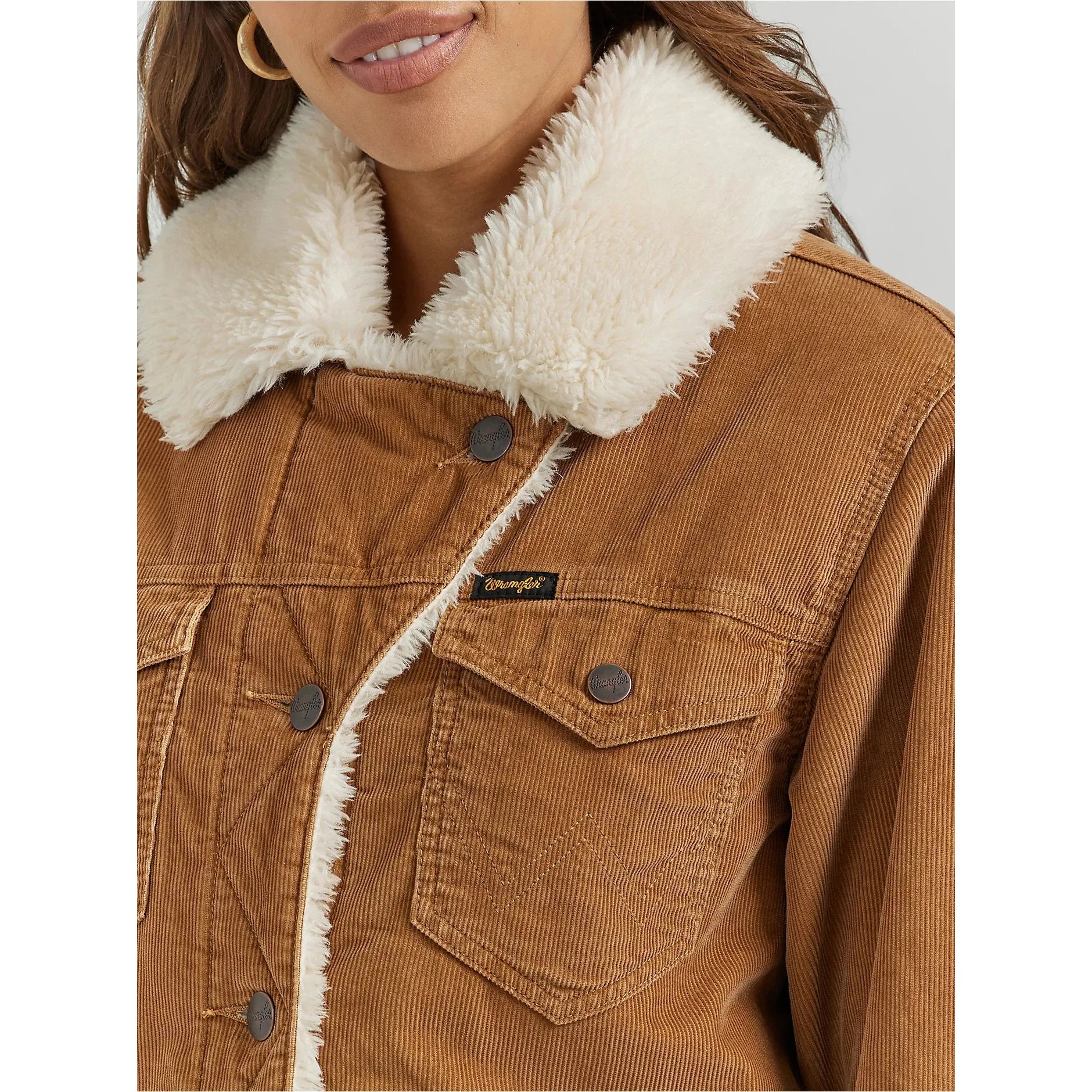 Women's Western Sherpa Lined Corduroy Wrange Coat in Tan