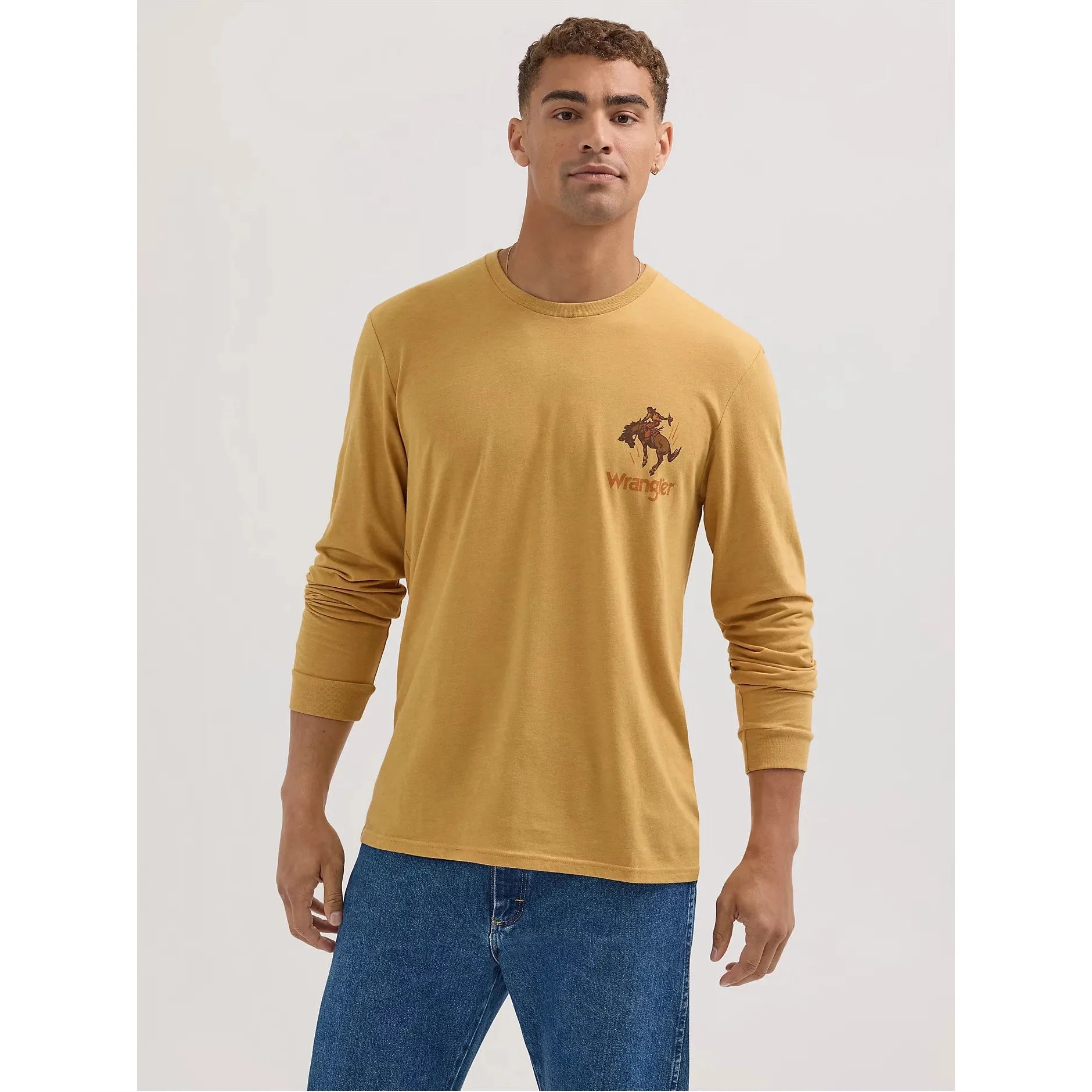 Men's Long Sleeve Cowboy Back Graphic T-Shirt