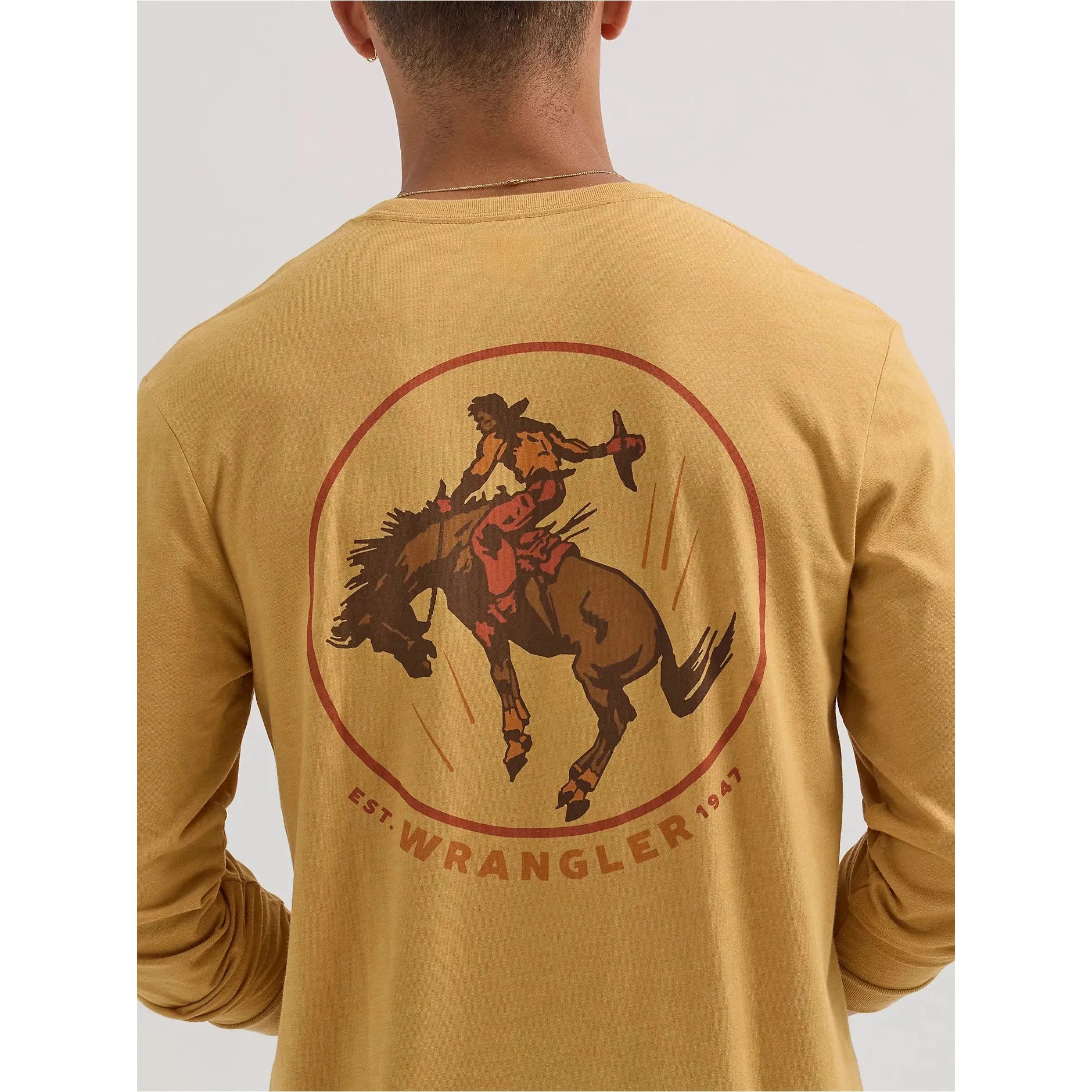 Men's Long Sleeve Cowboy Back Graphic T-Shirt