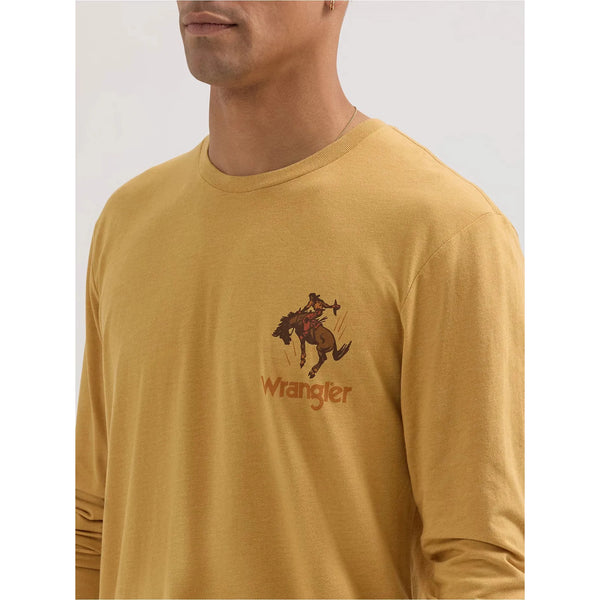 Men's Long Sleeve Cowboy Back Graphic T-Shirt