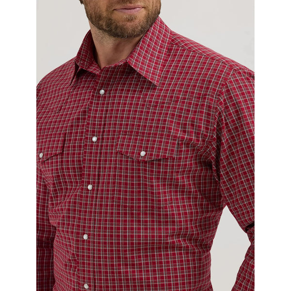 Men's Wrangler Wrinkle Resist Long Sleeve Western Snap Plaid Shirt
