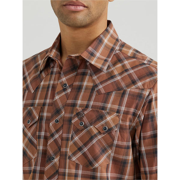 Men's Wrangler Retro® Long Sleeve Sawtooth Snap Pocket Western Shirt-Cocoa Brown