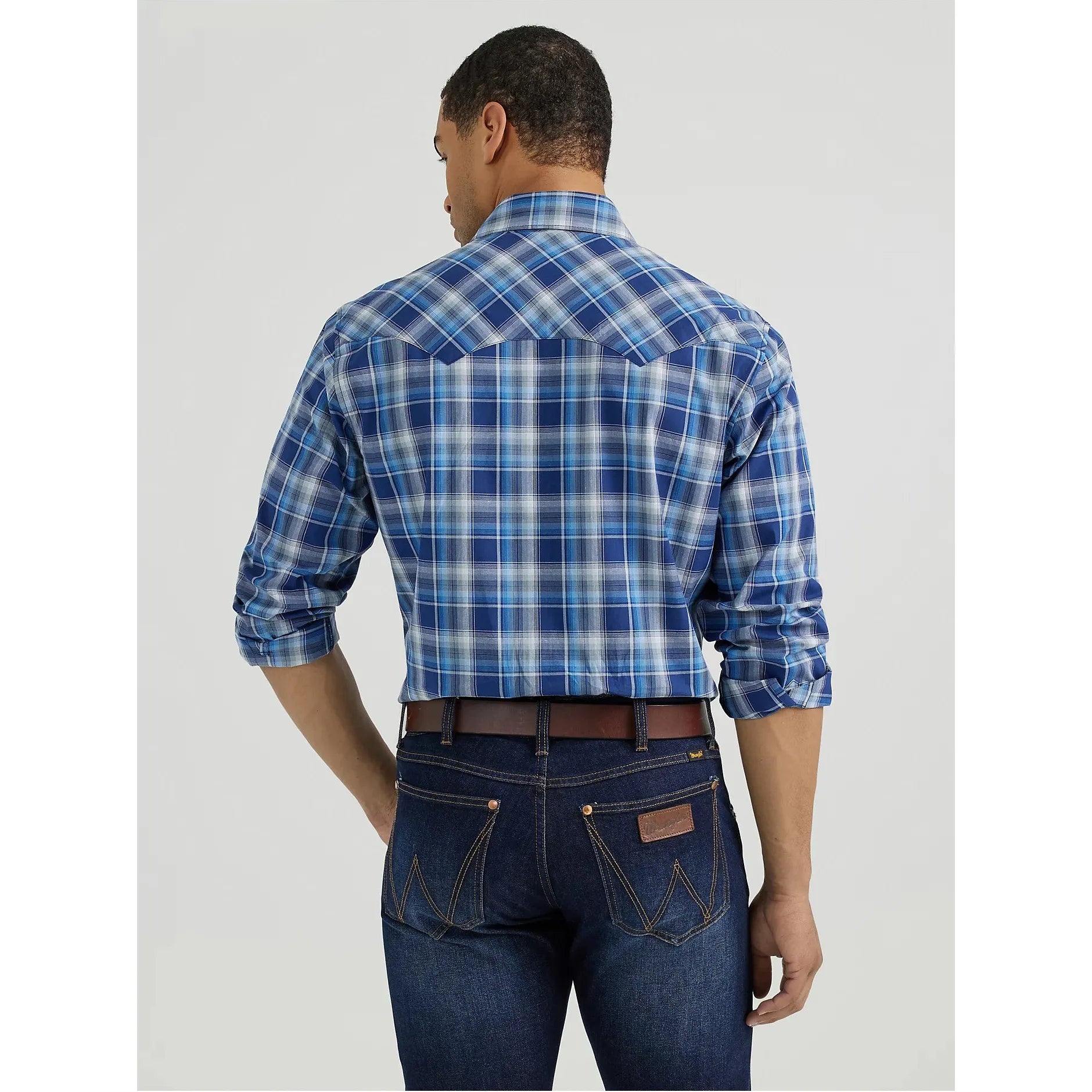 Men's Wrangler Retro® Long Sleeve Sawtooth Snap Pocket Western Shirt-Historic Navy