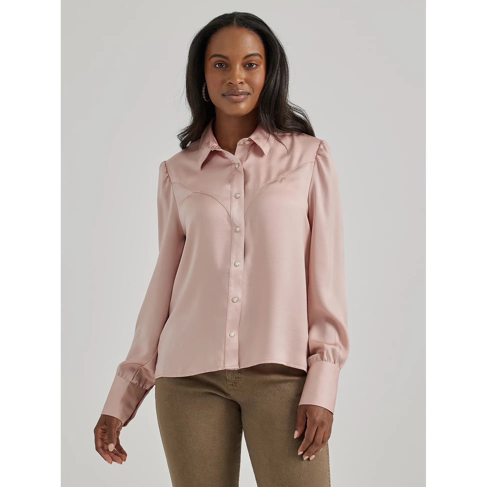 Women's Wrangler Satin Rodeo Blouse - Pink