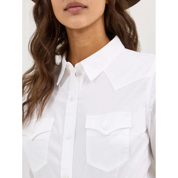 Women's Wrangler Western Button Down Shirt-White