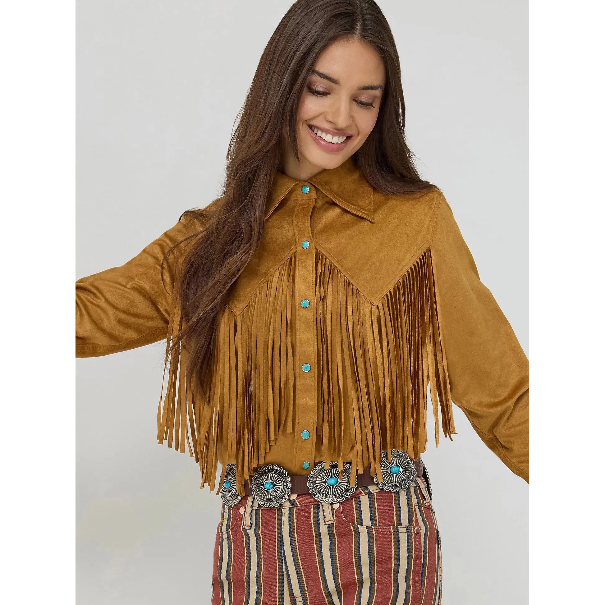 Women's Wrangler X Lainey Wilson Fringe Snap Shirt - Bone Brown