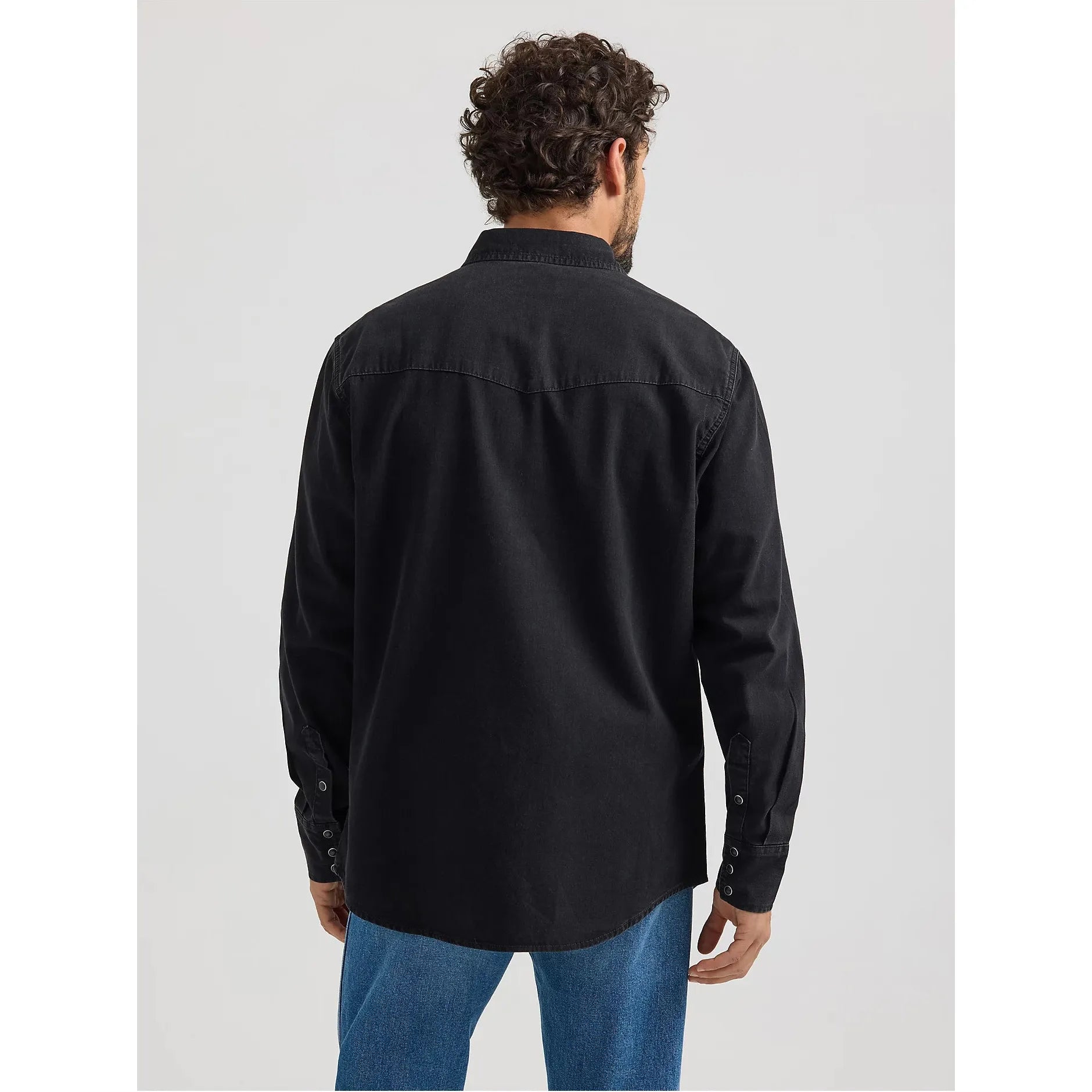 MEN'S WRANGLER® CLASSIC DENIM WESTERN SNAP SHIRT-BLACK DENIM