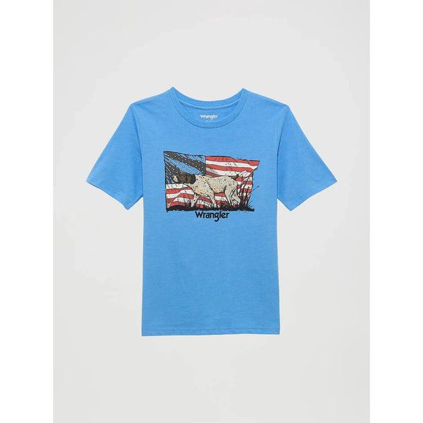 Boy's Wrangler Logo Front Graphic T-Shirt-Azure Blue Heather