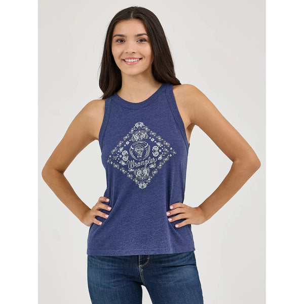Women's Wrangler Western Graphic Goddess Tank-Navy Diamond