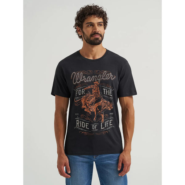 Men's Wrangler For the Ride Of LIfe Graphic T-Shirt-Black