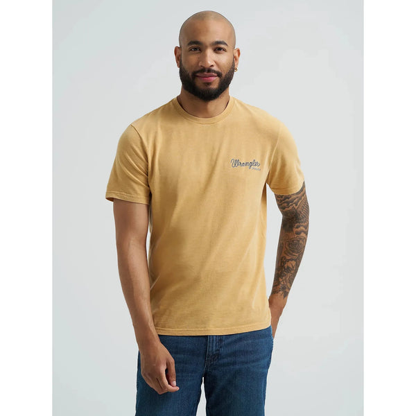Men's Wrangler Mineral Wash Back Graphic T-shirt-Pale Gold Heather