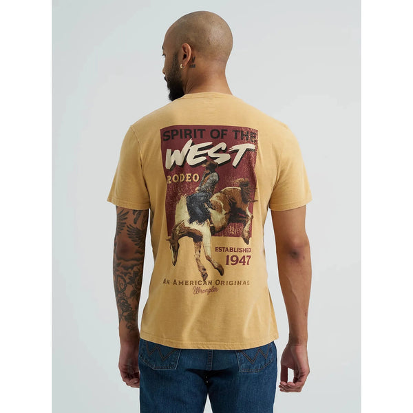 Men's Wrangler Mineral Wash Back Graphic T-shirt-Pale Gold Heather