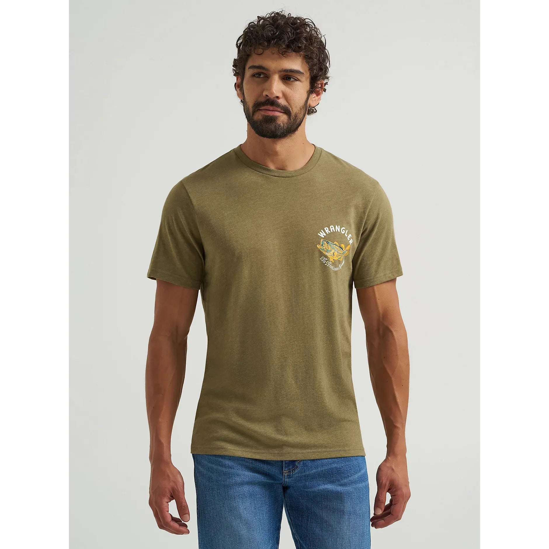 Men's Wrangler Fish Back Graphic T-Shirt-Burnt Olive